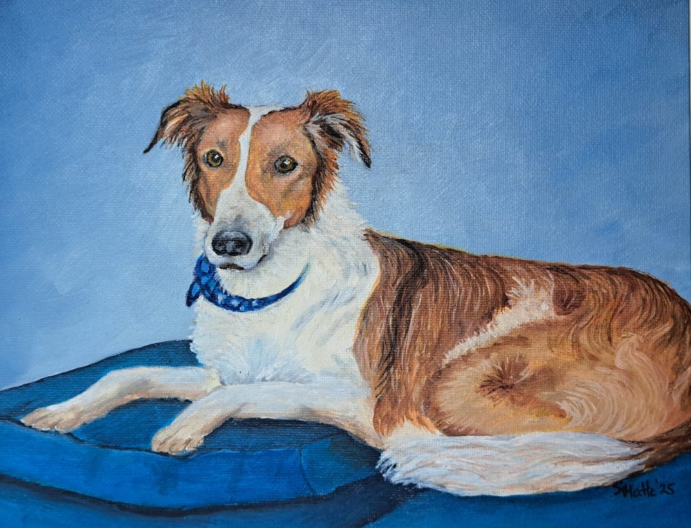 Watercolor portrait of a dog