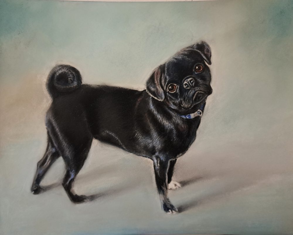 Watercolor portrait of a dog